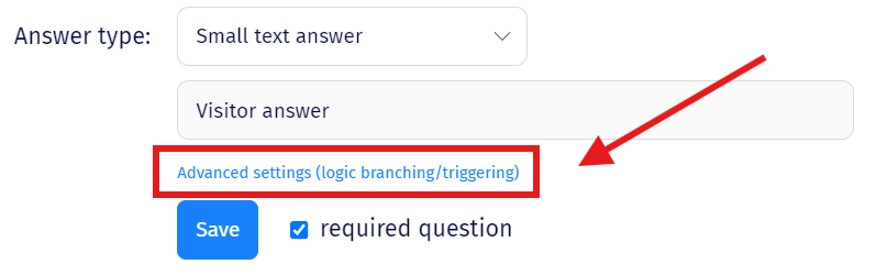The branching logic dropdown with routing options