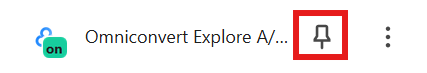 The Pin option next to the Omniconvert extension in the Extensions menu