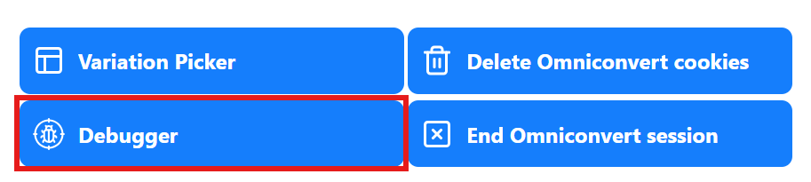The Debugger button in the A/B Test Editor menu