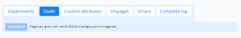 The Goals tab of the Debugger