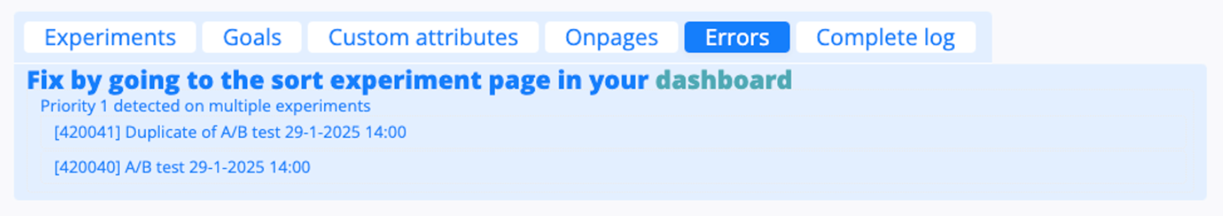 The Errors tab of the Debugger