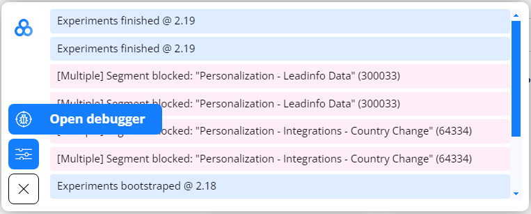 The Open Debugger button in the Logger