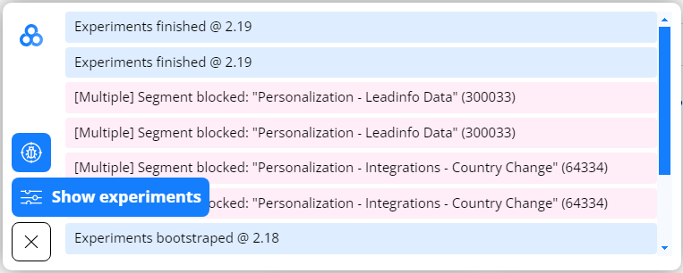 The Show Experiments button in the Logger