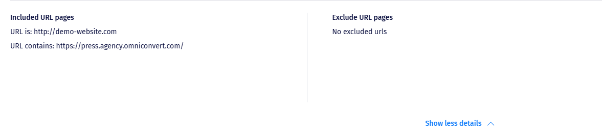 Audience: included and excluded URL pages