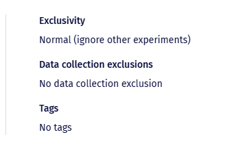 Exclusivity, data collection exclusions, and Tags