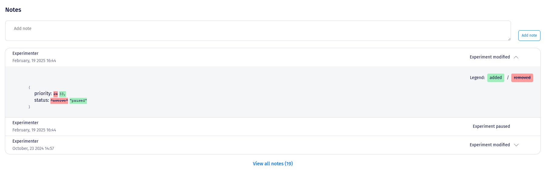 The Notes section at the bottom of the reporting page