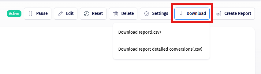 The Download button with export options
